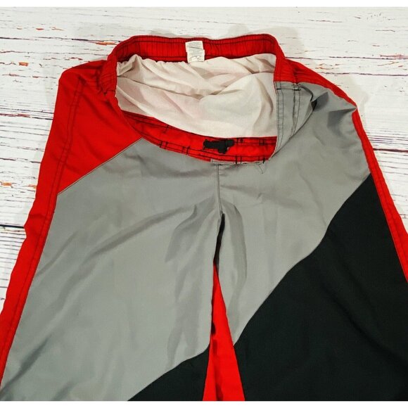 Ocean Pacific OP Swim Shorts Boys Sz Large 14/16 Summer Red Black Pool Pockets - Picture 5 of 7